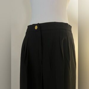 Rare Vintage CHANEL Boutique Black Trousers w/ Gold Elephant Buttons, FR Size 42